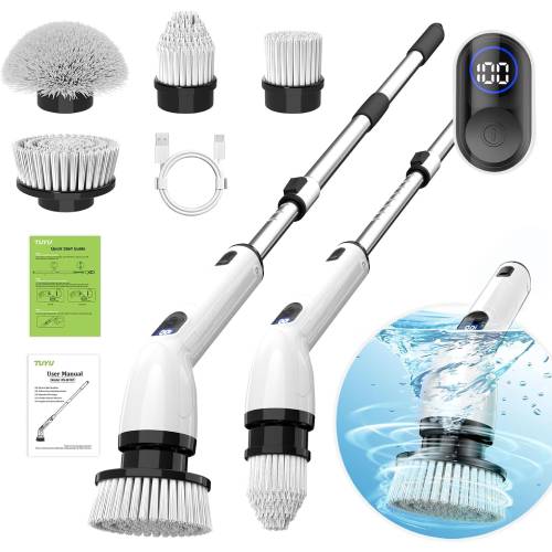 Waterproof power scrubber with LCD display